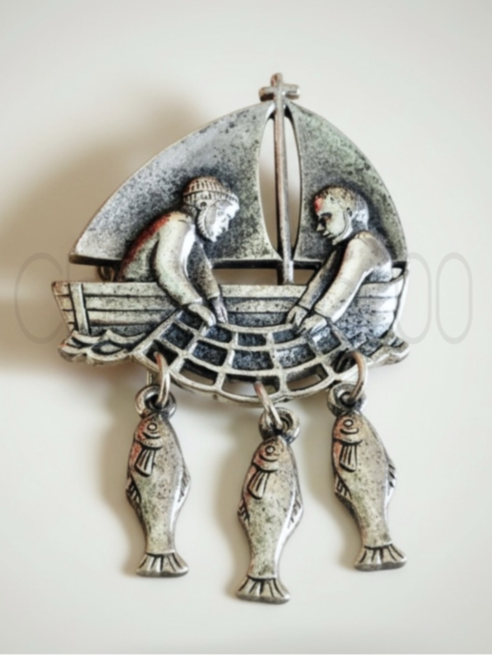 RARE James Avery Fishers of Men pin brooch boat